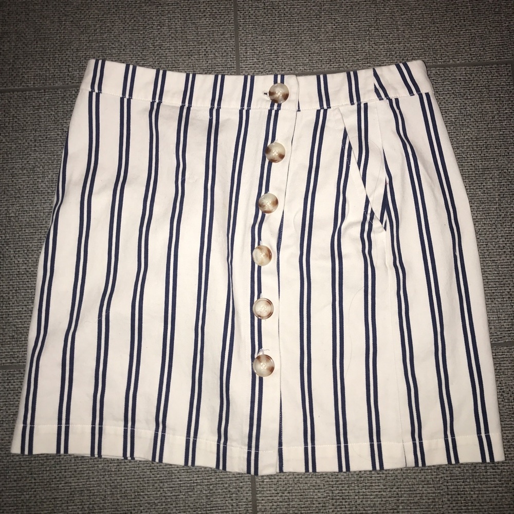 Striped button up mini skirt